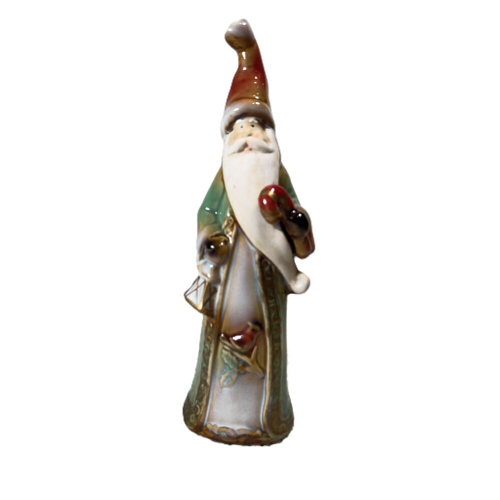 Christmas Vintage Santa Figurine Old World Style w/ Candy Cane Red Cardinal